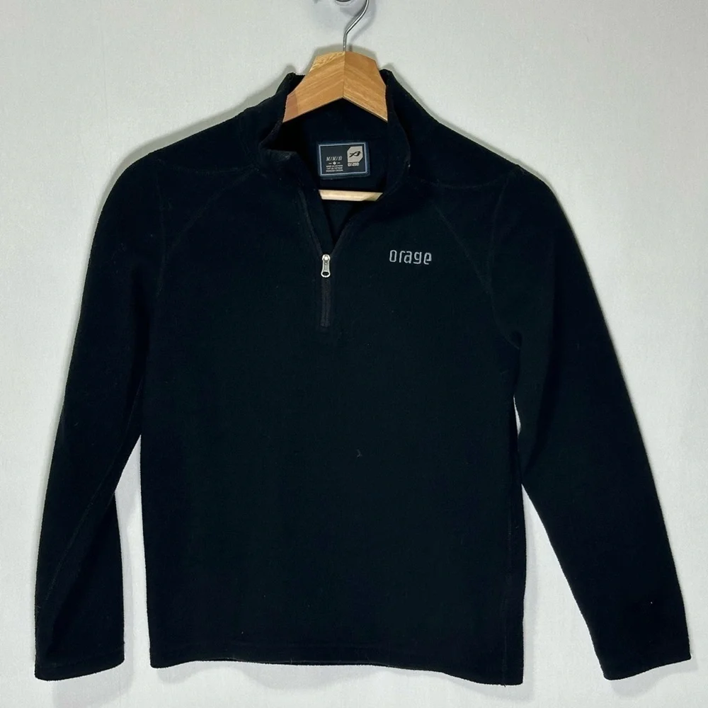 Orage Kids Black Fleece Quarter Zip Pullover Mid Layer‎ Sweater Size M 10